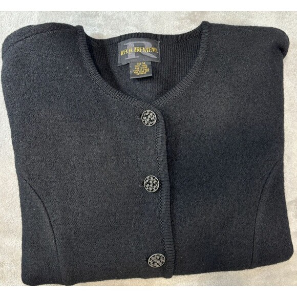 Vintage Wool Cardigan Jacket Women M Black Button Front Minimalist Old Money - Picture 2 of 7
